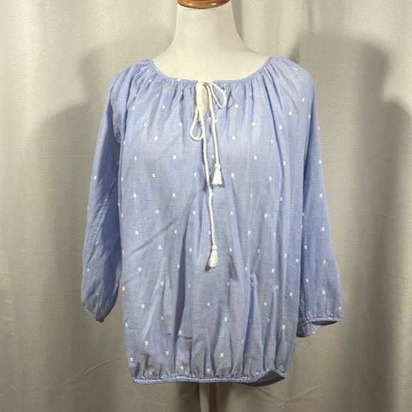 J.Crew Light Blue Blouse with Tassels - Picture 1 of 3